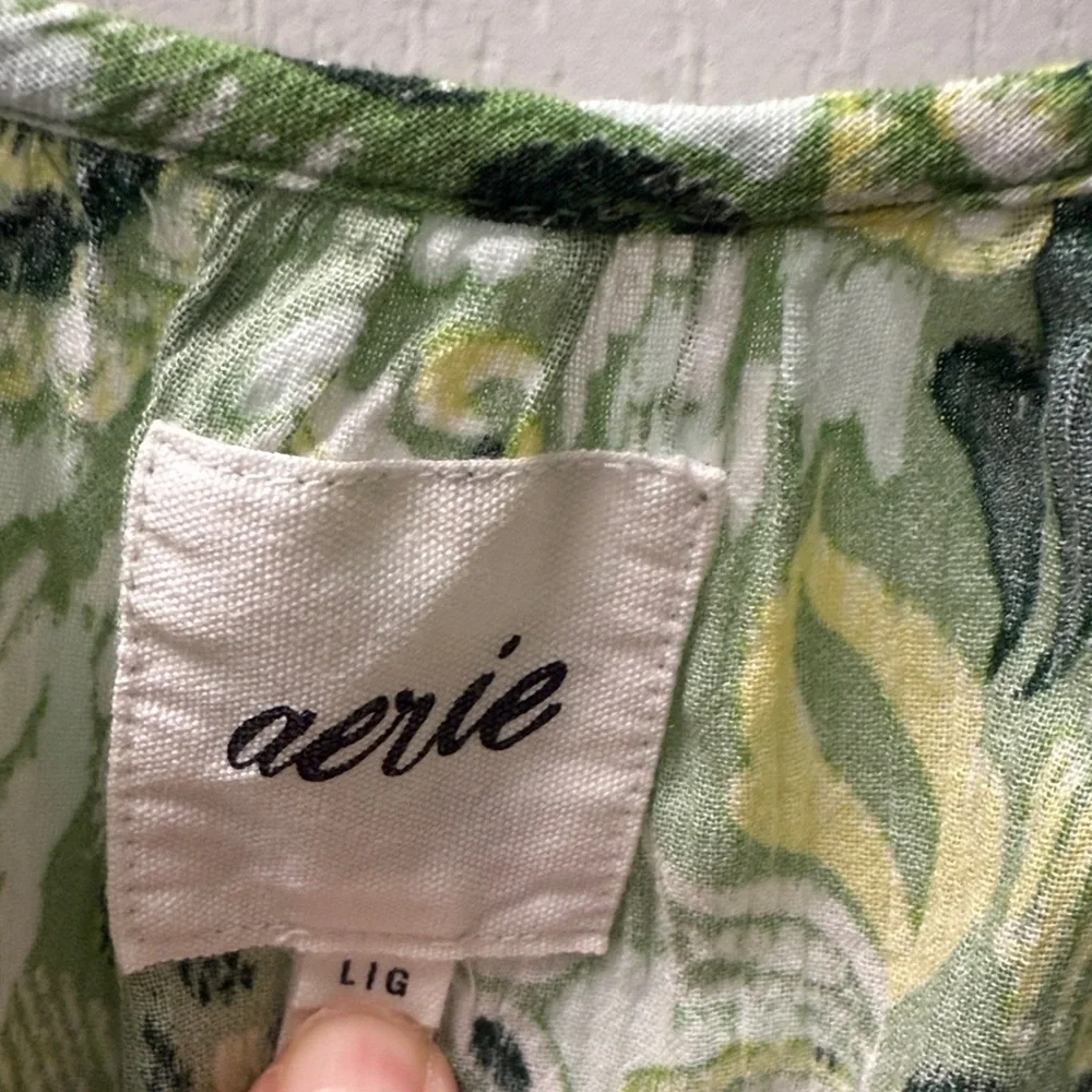 Aerie Green, white, & yellow printed fun dress - Picture 2 of 9